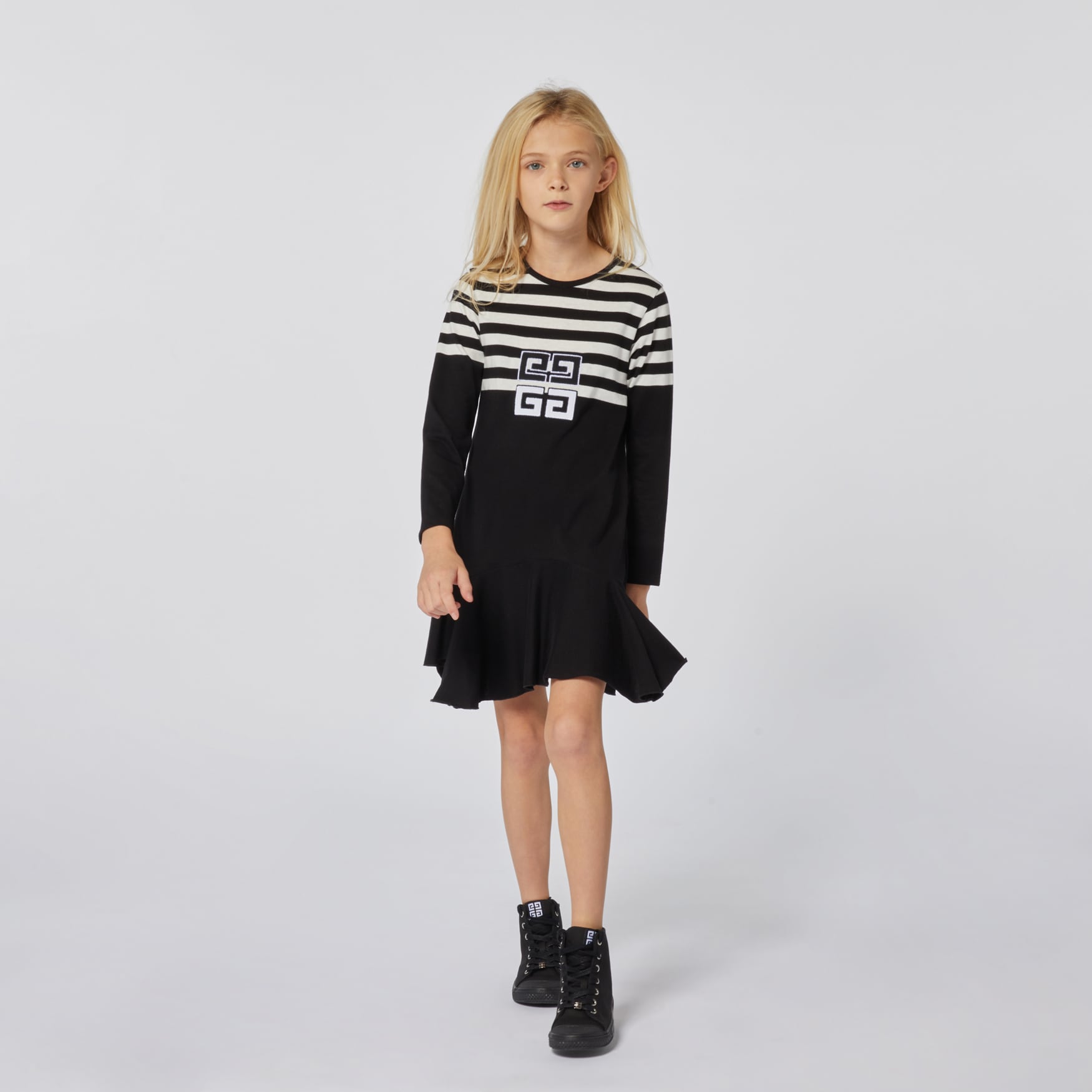 4G striped dress in cotton