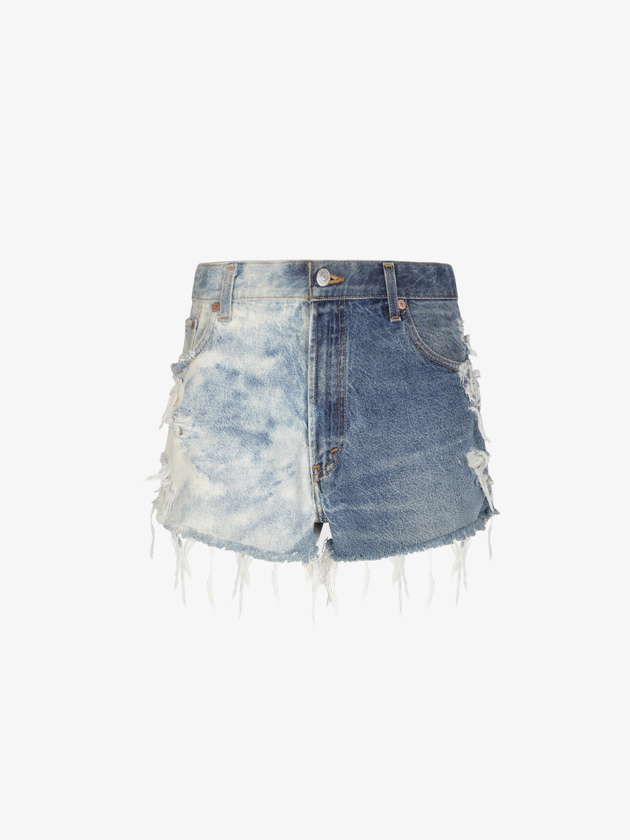 two tone jean shorts