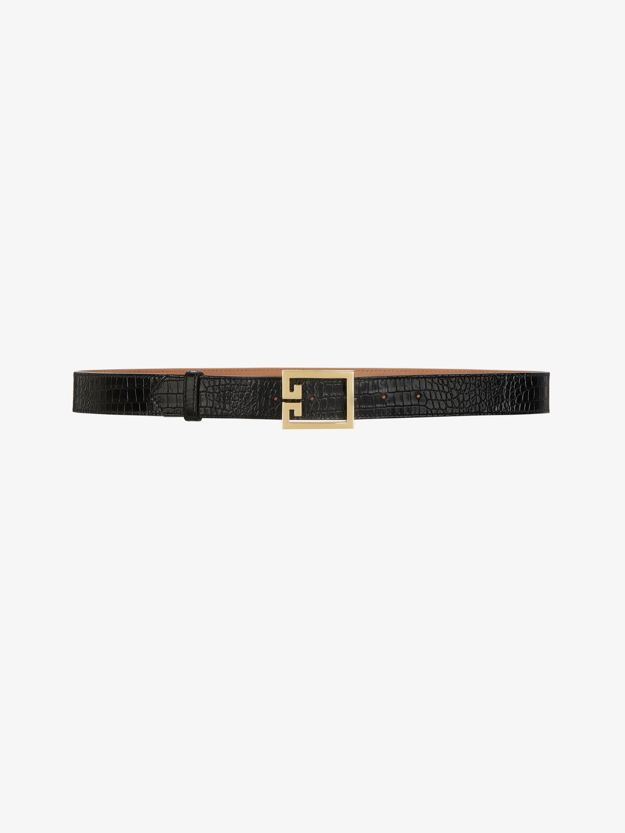 Double G belt in crocodile effect leather | GIVENCHY Paris