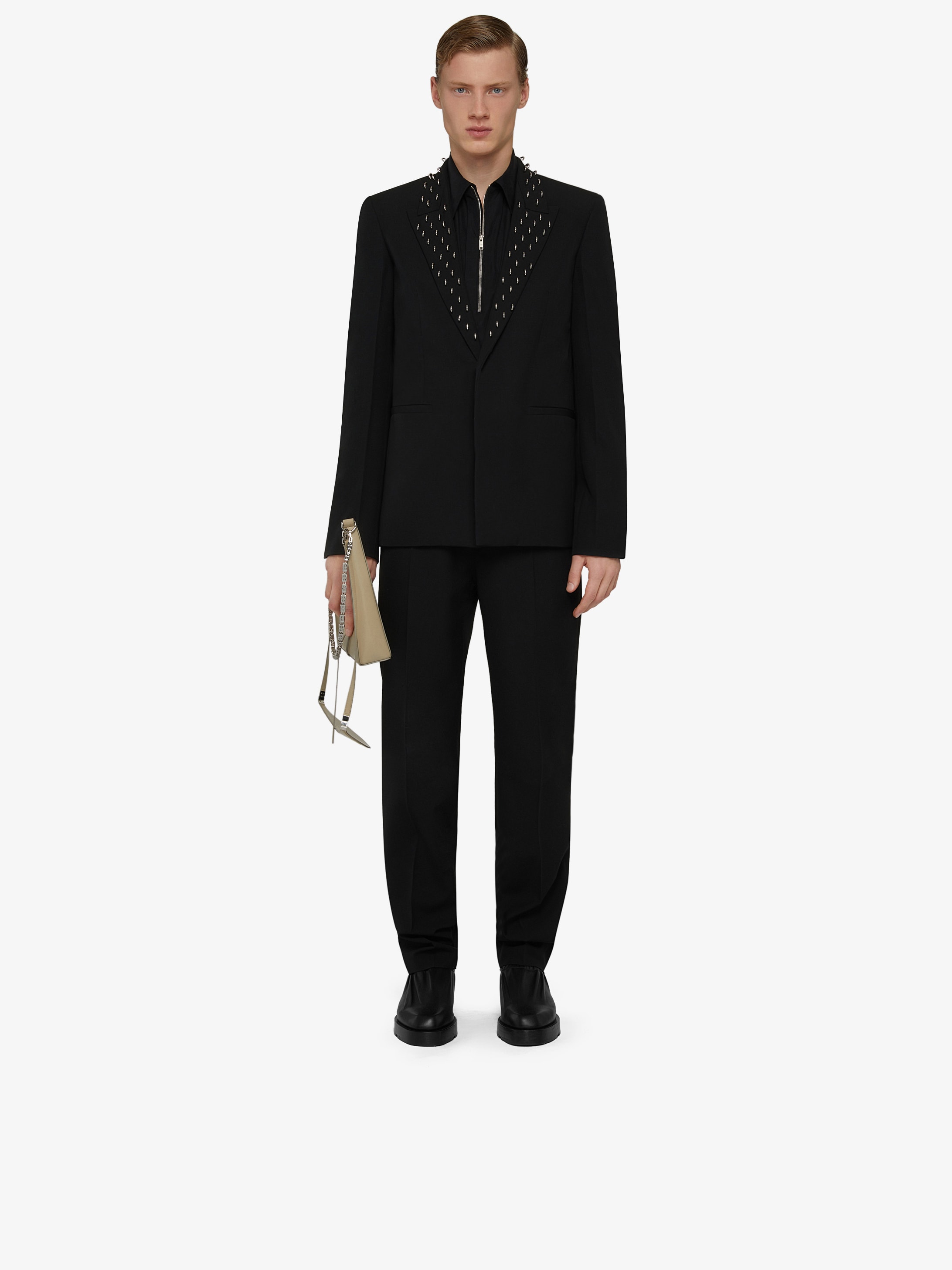 Slim fit jacket in wool with embroidered collar | GIVENCHY Paris